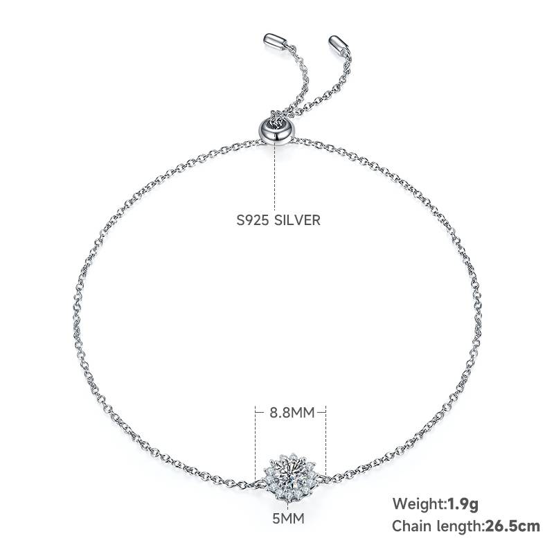Sunflower S925 Silver Plated Platinum Moissanite Diamond Pendant Earnail Set
